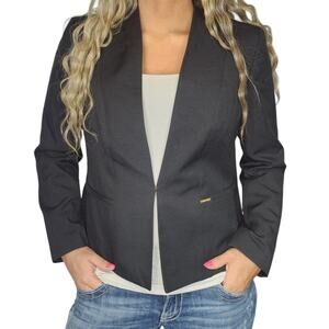 Anne Klein Blazer Womens Medium Black Gold Suit Lined Jacket Relaxed